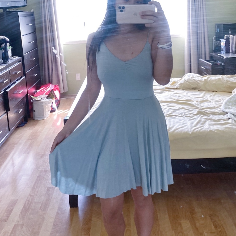 Light Blue V Neck Dress - Urban Outfitters